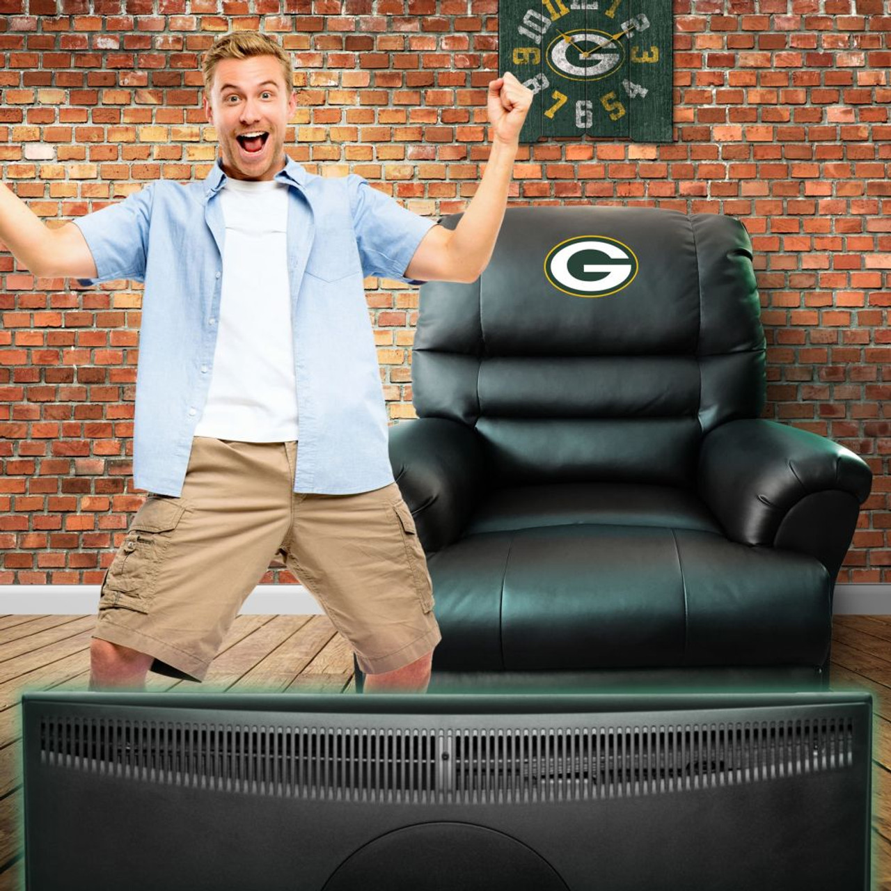 543-5001, Green Bay, GB, Packers, Sports, Leather, Faux, Recliner, Comfortable, NFL, Imperial