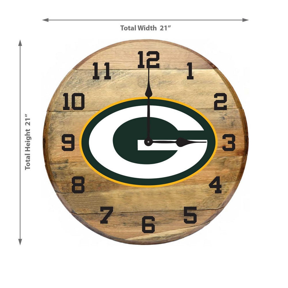 Imperial Billiards Green Bay Packers Barrel Clock - Thumbnail 2