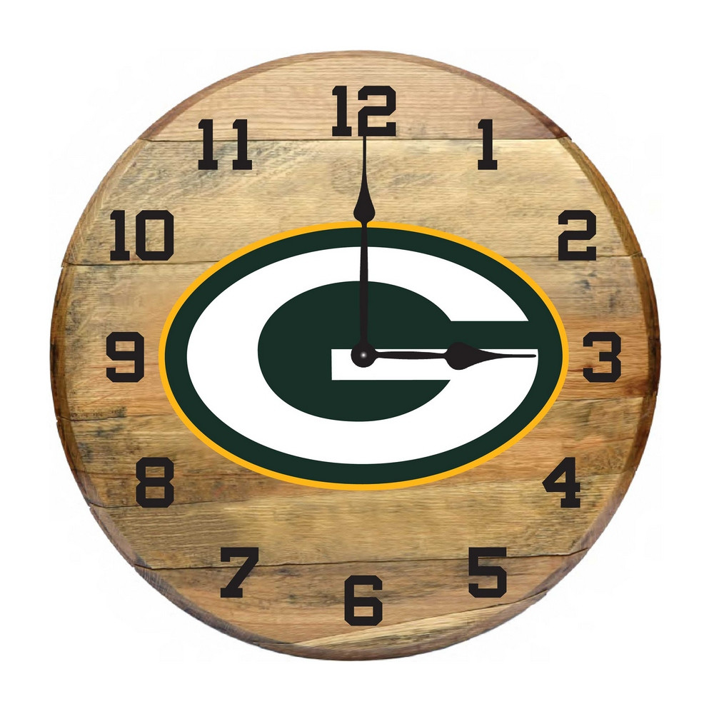 Imperial Billiards Green Bay Packers Barrel Clock