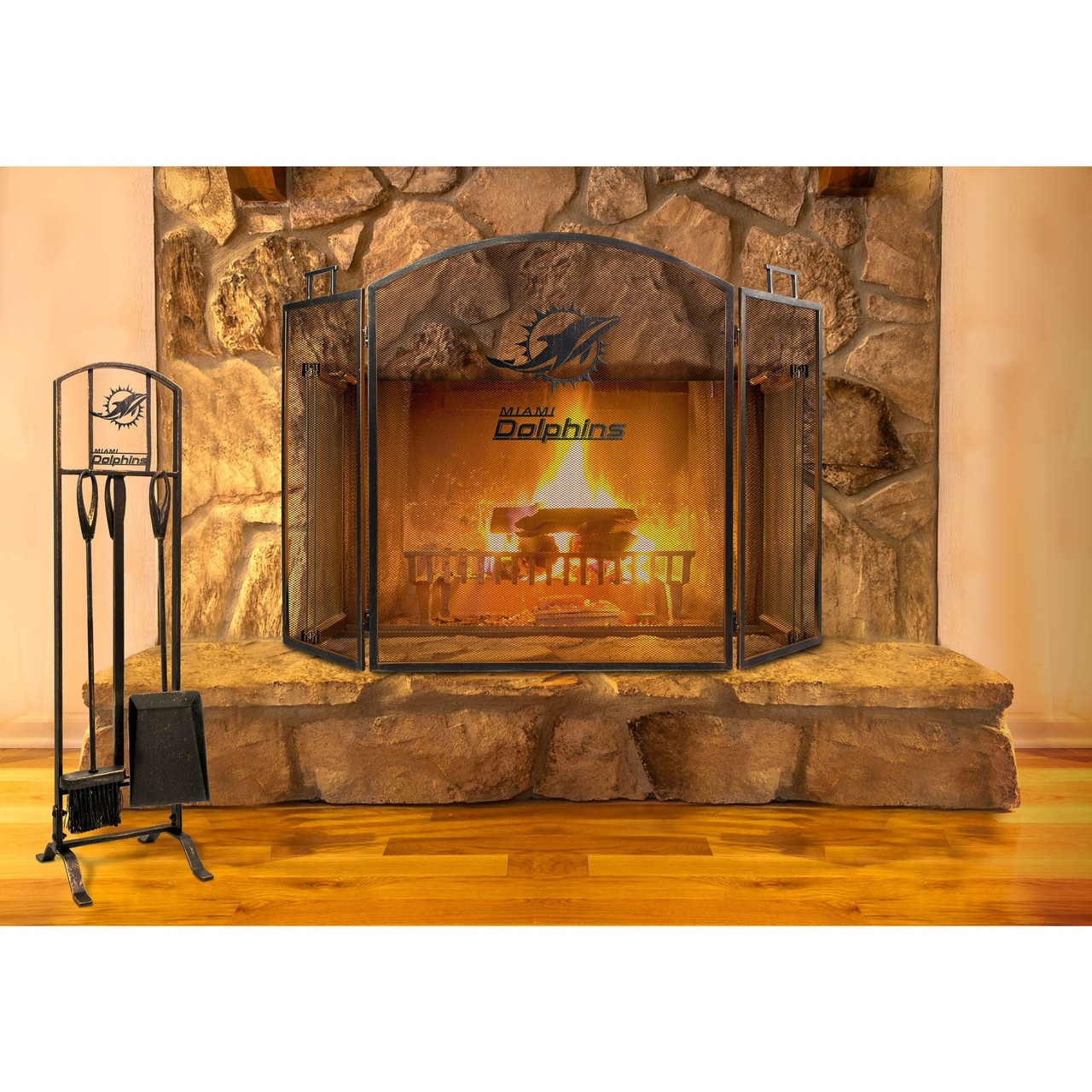 Miami Dolphins Fireplace Screen