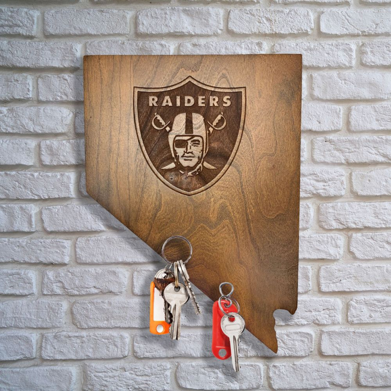 720801105703, 595-1010, Las Vegas, LV, Oakland, LVR, Raiders, Wood, Wooden, Magnetic,  Keyholder, Key, Rack, NFL, Imperial