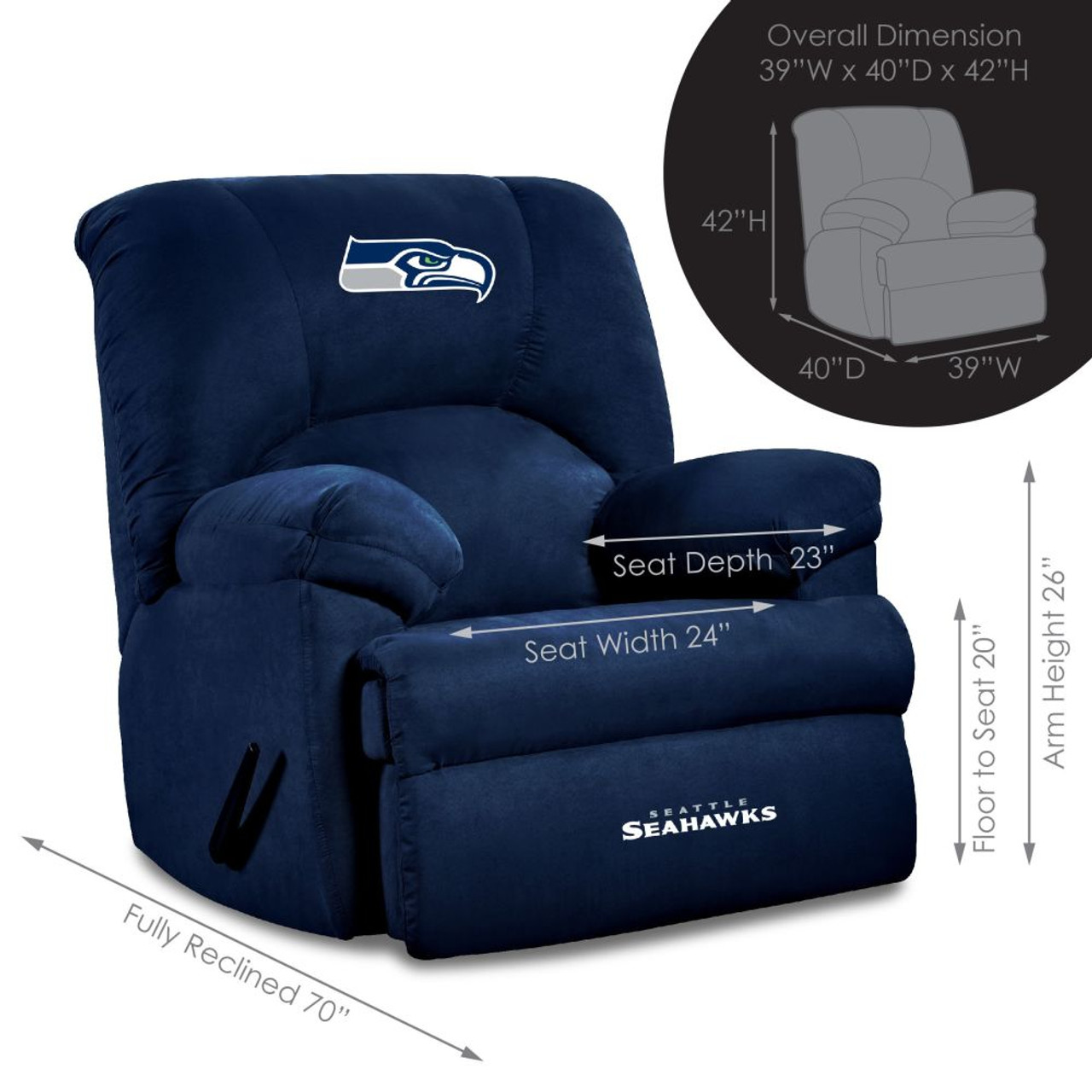 720801590240, , Seattle, Seahawks, GM, Recliner, SEA, Microfiber, Imperial, NFL, embroidered logo , 590-1024