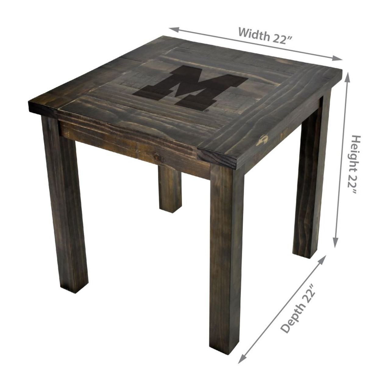 720801962184, Michigan, MI, Wolverines, Reclaimed, Side, Table, Imperial, NCAA, 587-7009