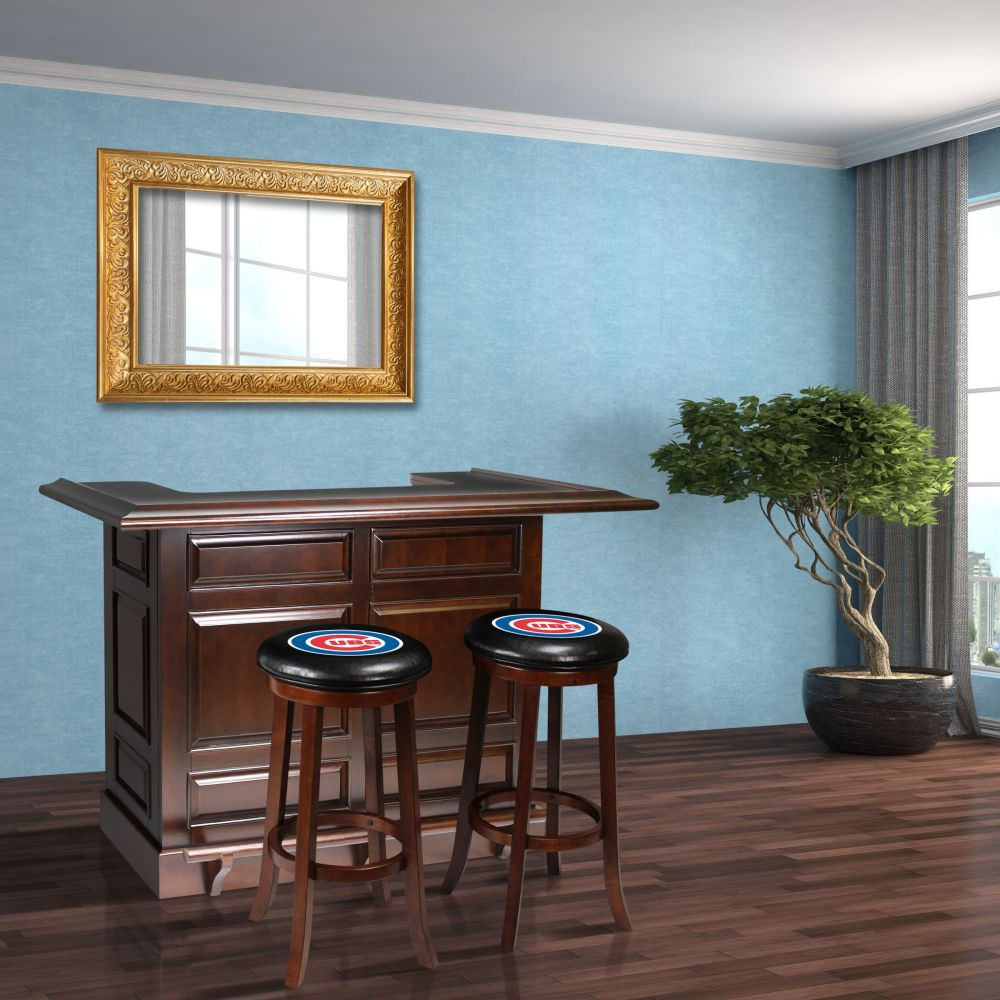 2772005, Chicago Cubs Mahogany Wood Bar Stool