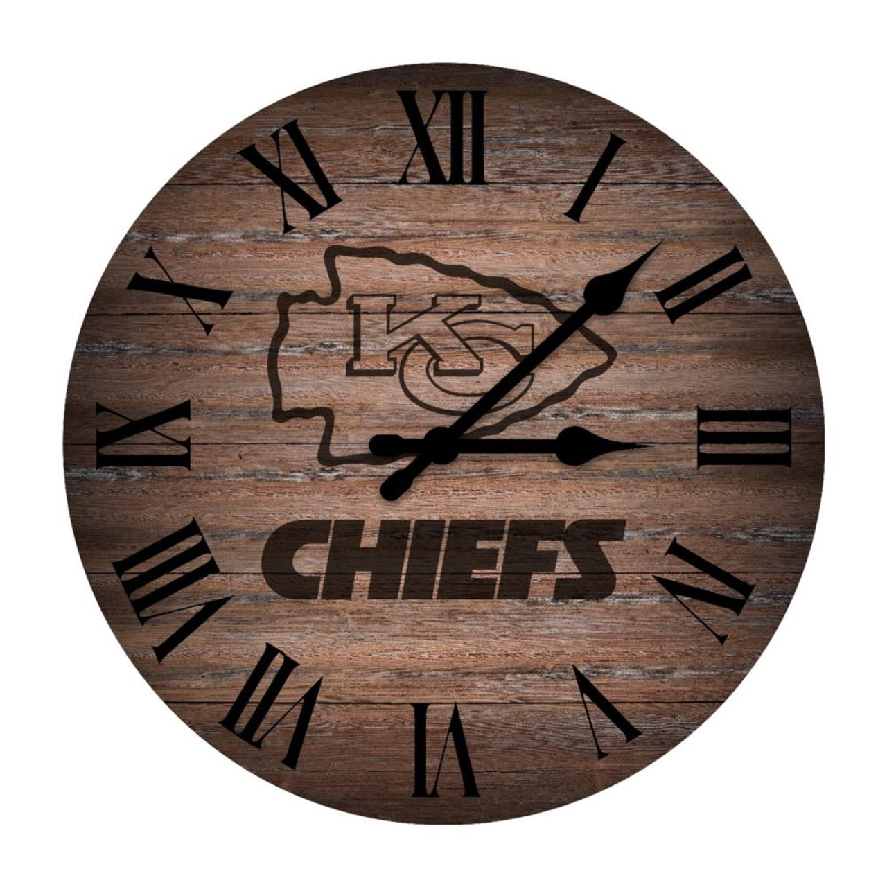 Kansas City, Chiefs, KC,16", Rustic, Clock, Imperial, NFL, 720801138381, 660-1006