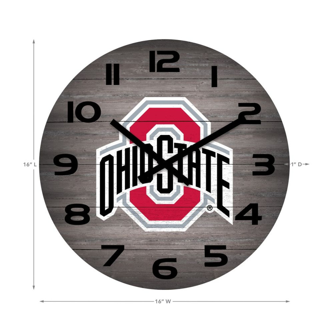 Ohio State Buckeyes 16" Weathered Clock