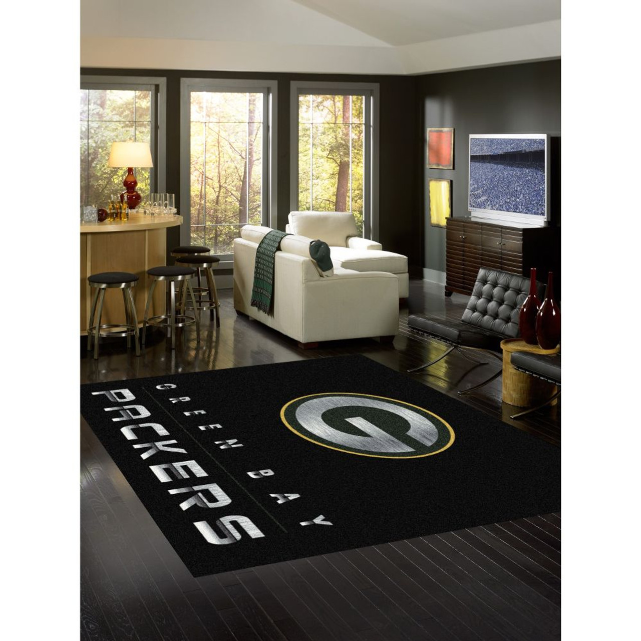 531-5001, Green Bay, GB, Pack, Packers, 8'x11', Chrome Rug, 15961681915