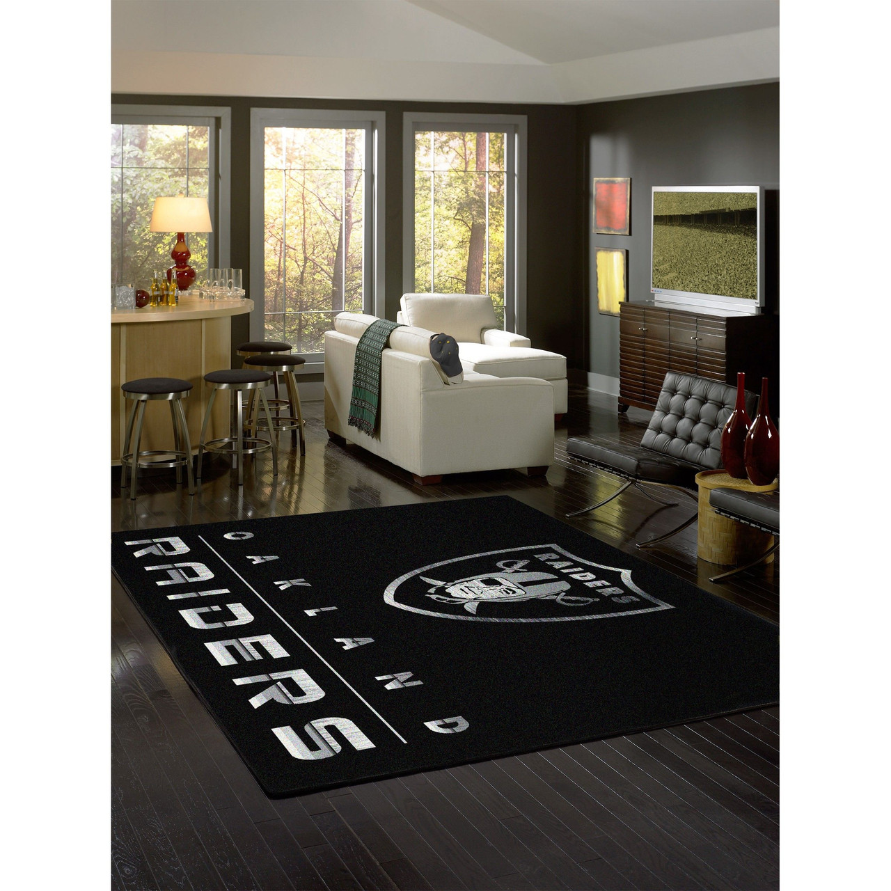 531-5010, Las Vegas Raiders, LVR, LV  8'x11', Chrome Rug, 15961682004