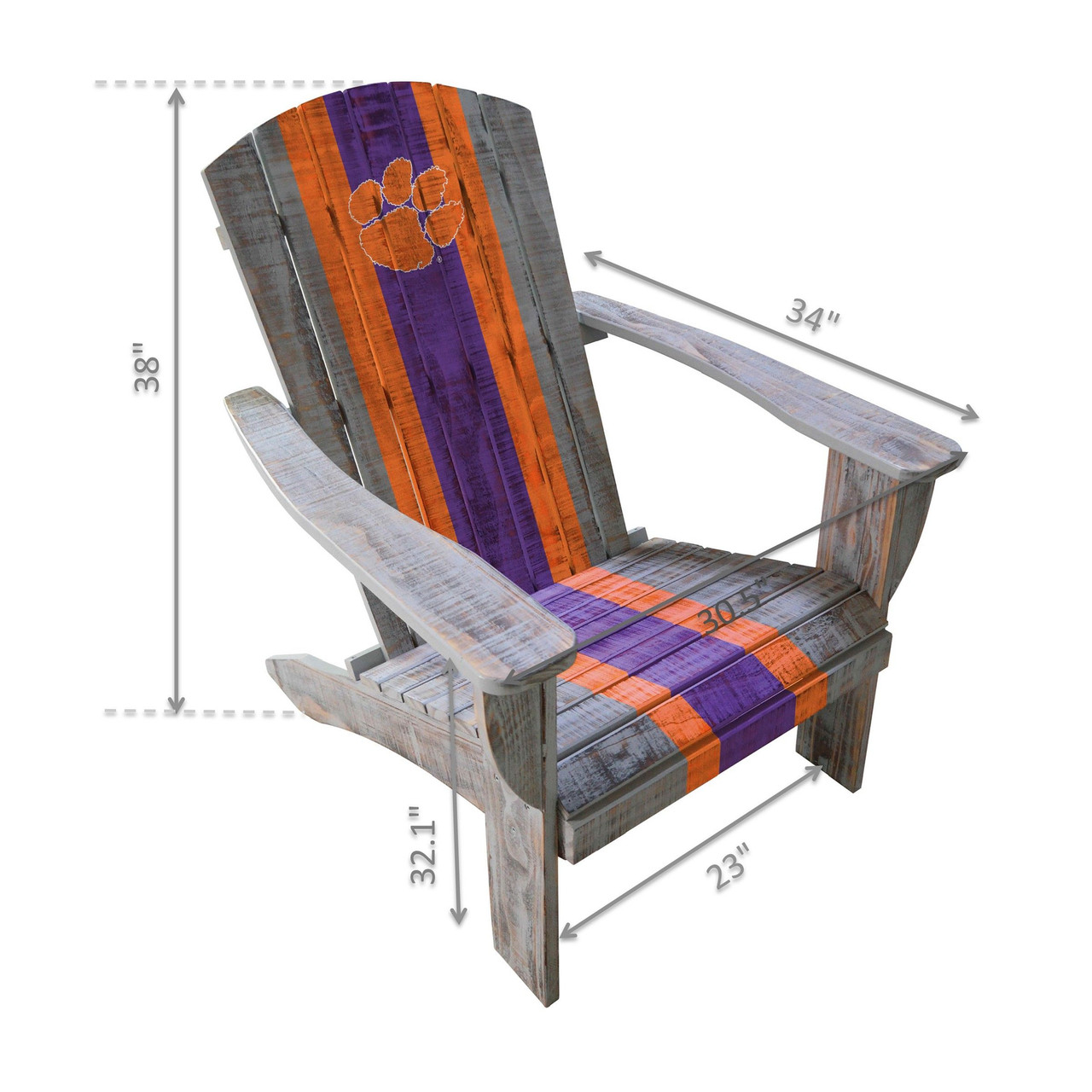 711-7043, Clemson University, Tigers, Wood, Adirondack, Chair, NCAA, Imperial, FREE SHIPPING, 720801117430