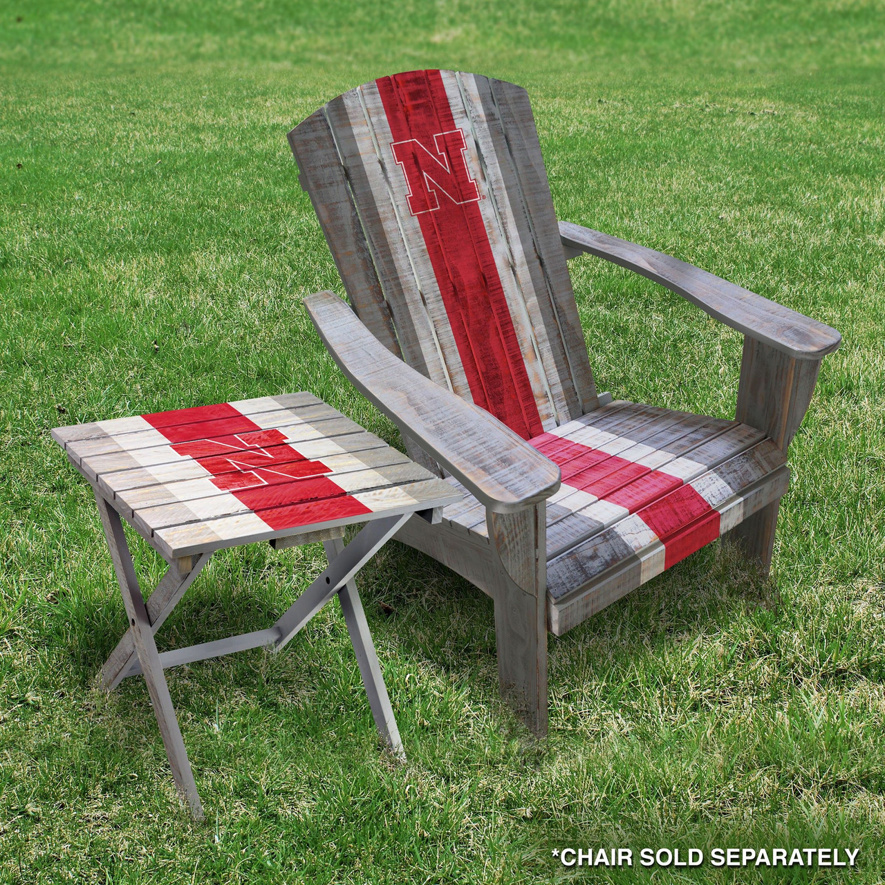 744-3010,  University Of Nebraska Cornhuskers, Huskers, Folding, Adirondack, Wood, Table, 720801443102