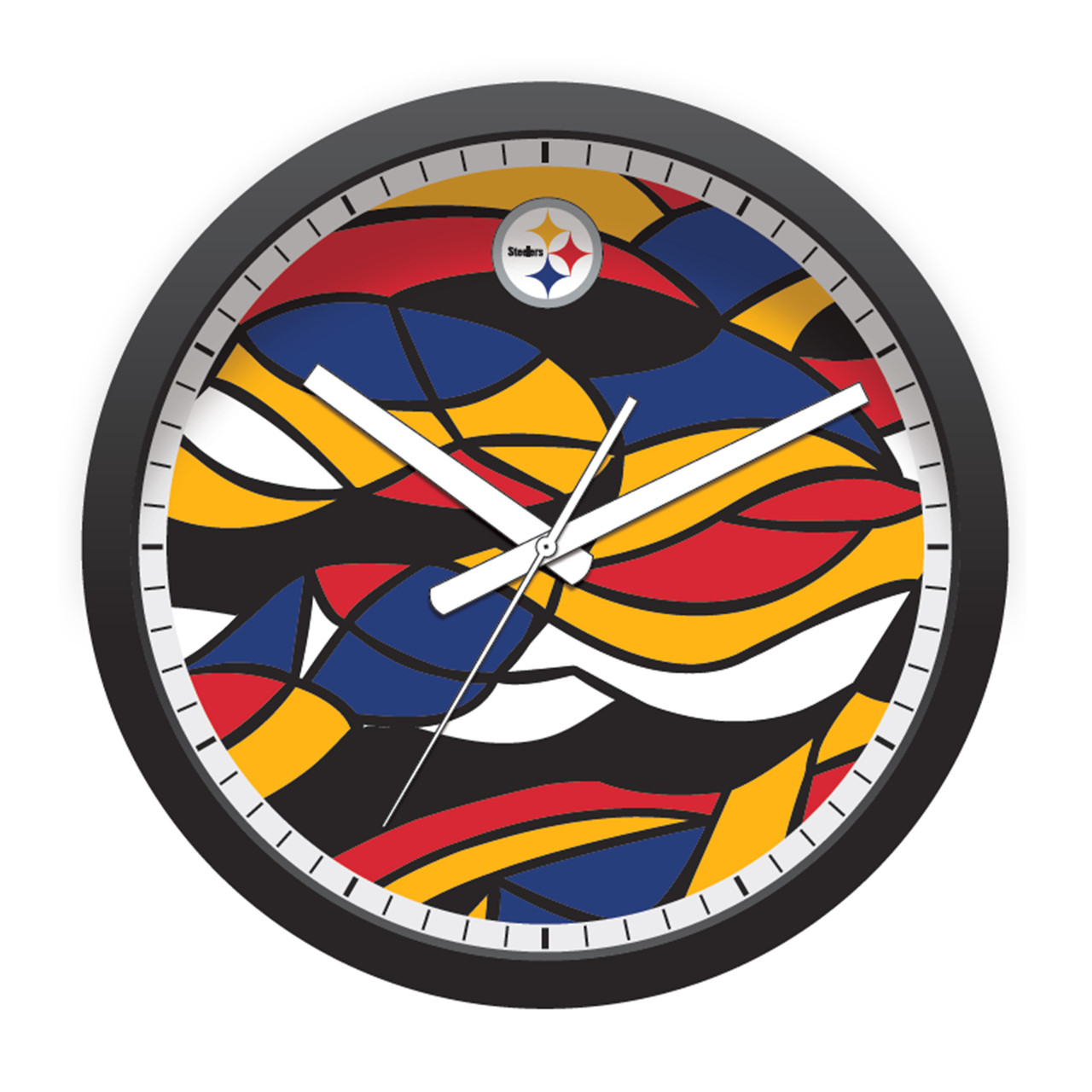 572-1004, PIT, Pittsburgh, Steelers, Modern, Abstract Design, Clock, 720801080048, Imperial, NFL