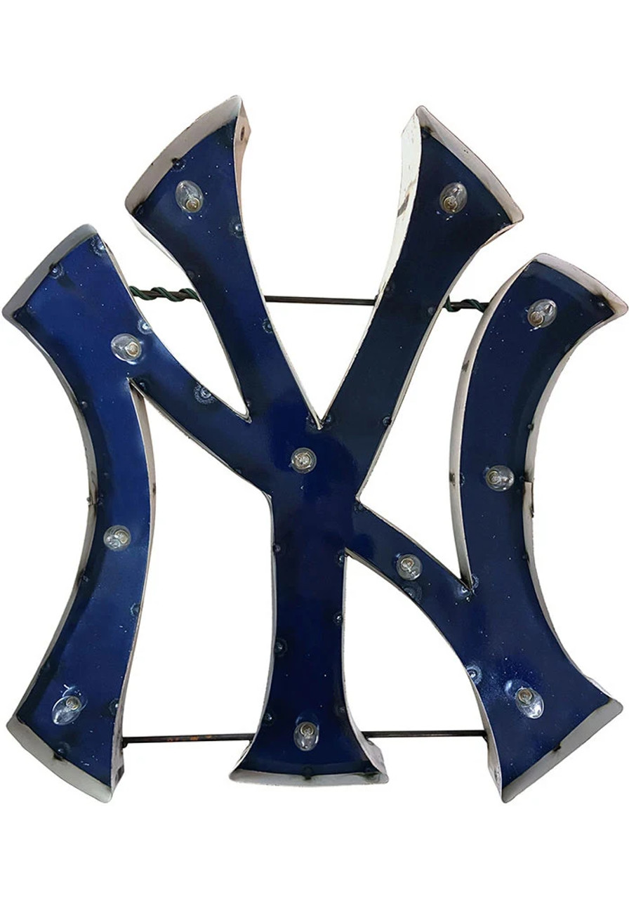 720801134109, 545-2001, New York Yankees, Logo, Lighted, Recycled, Metal, Light, Sign, Imperial, MLB