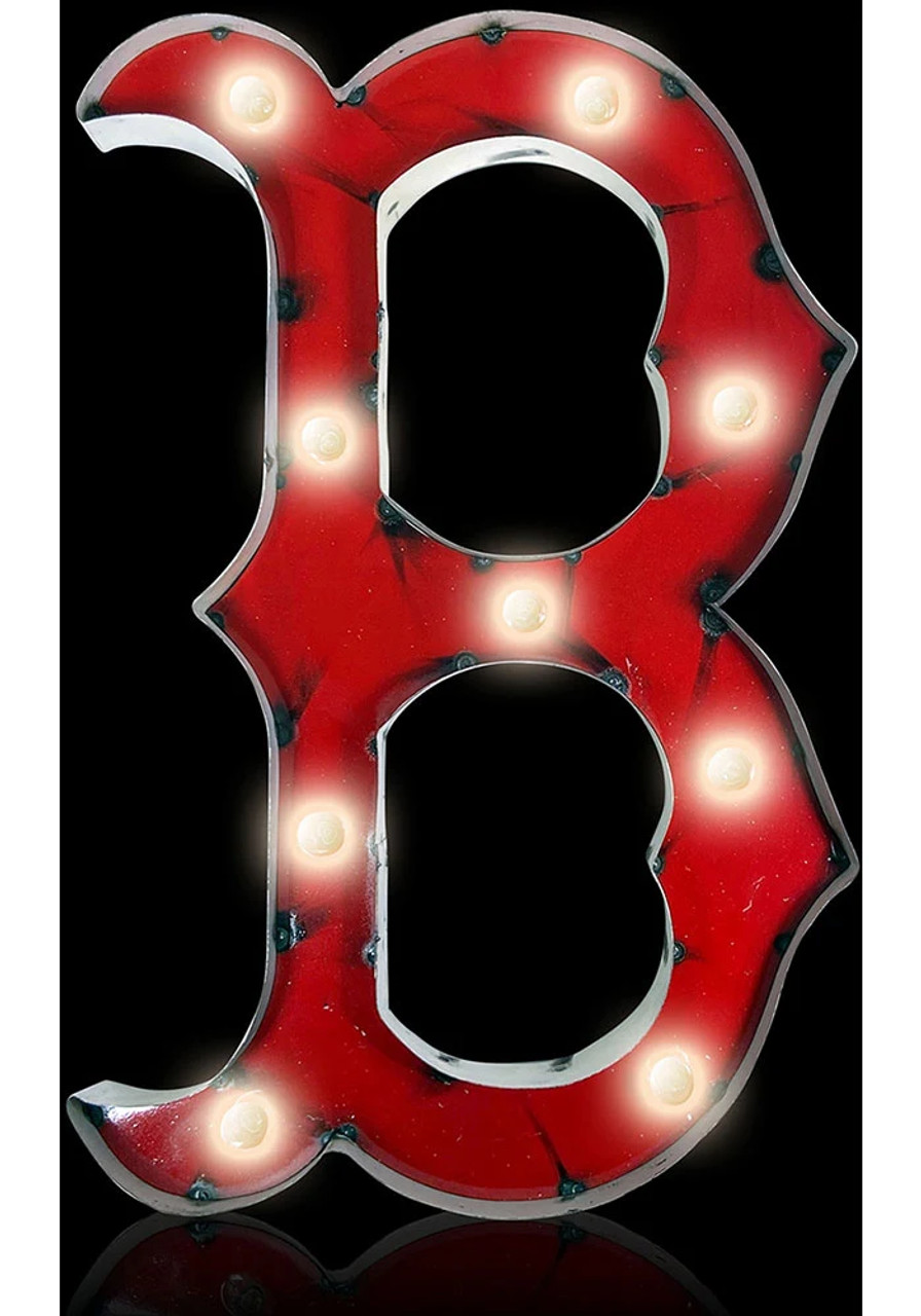Boston Red Sox Logo Lighted Recycled Metal Sign