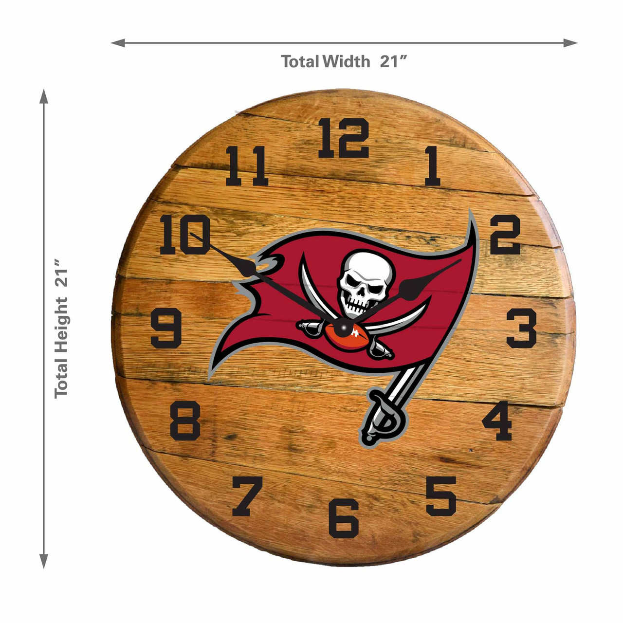 Tampa Bay Buccaneers  21" Oak Barrel Clock