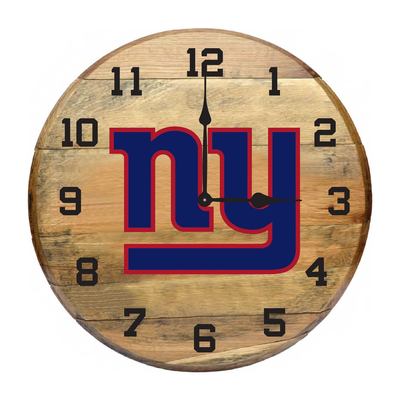 630-1013, New, York, Giants, NYG, 720801000282, Oak, Barrel, Clock, Kentucky, oak charred, whiskey, top, NFL