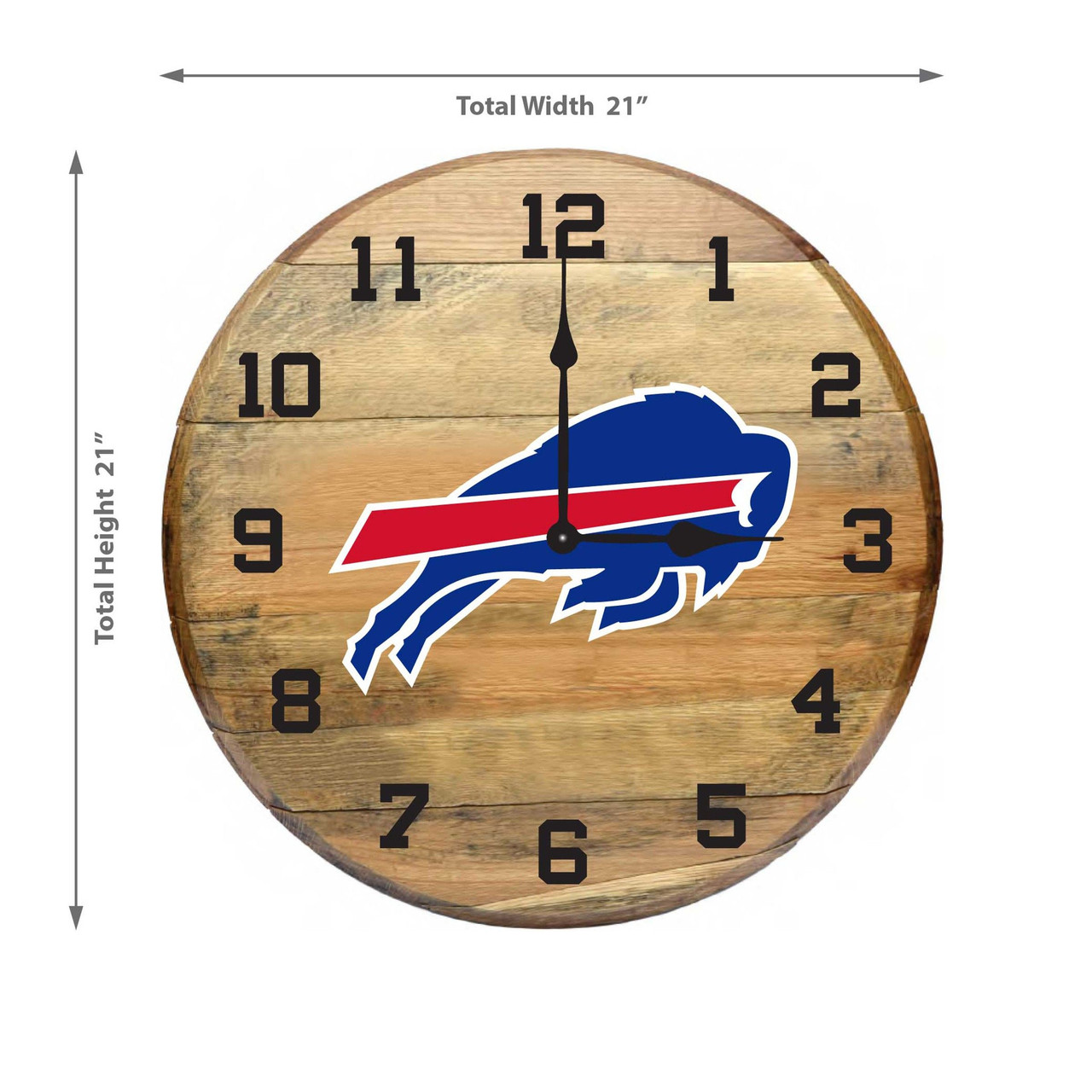 630-1021, Buffalo, Bills, BUF, 720801904153, Oak, Barrel, Clock, Kentucky, oak charred, whiskey, top, NFL