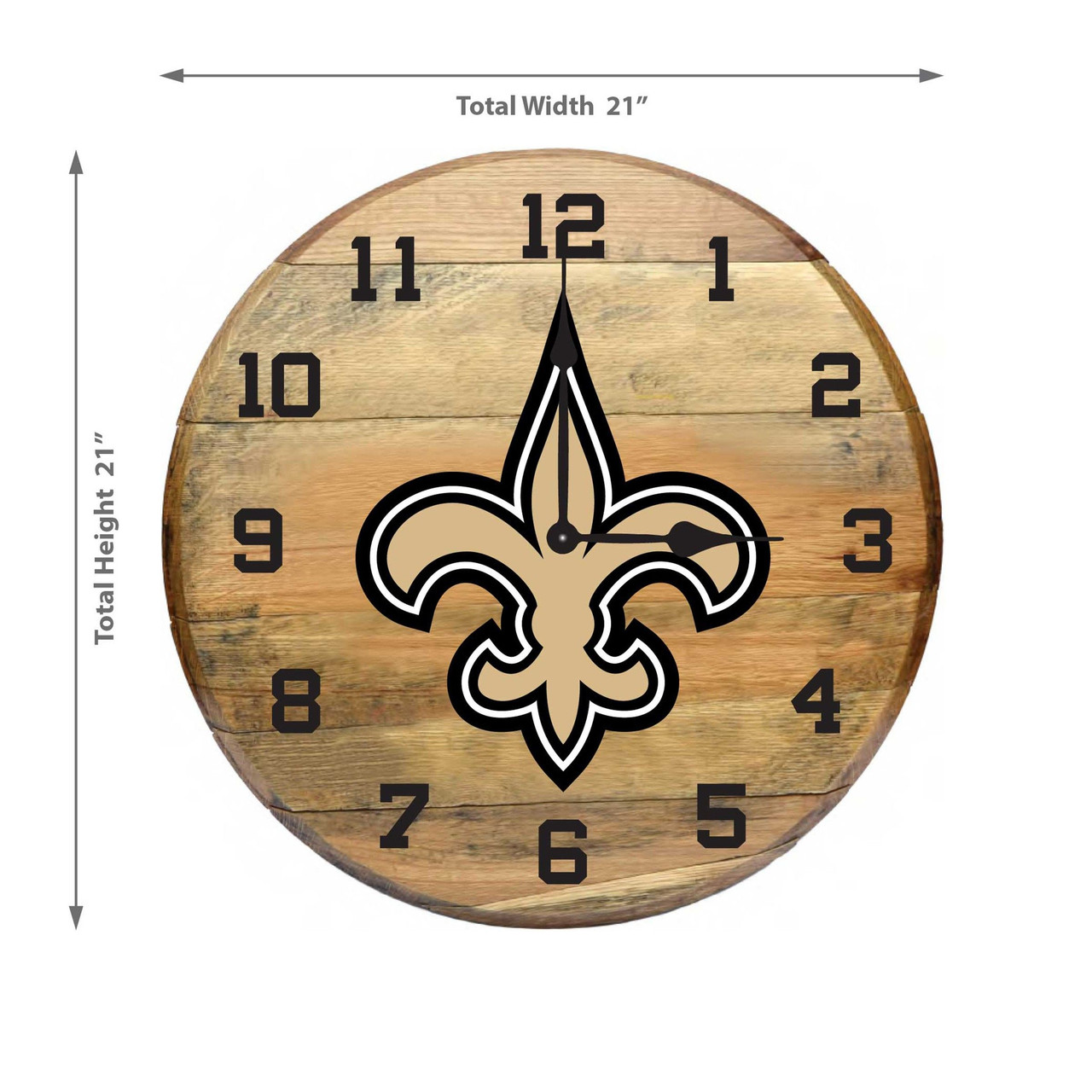 New Orleans Saints 21" Oak Barrel Clock