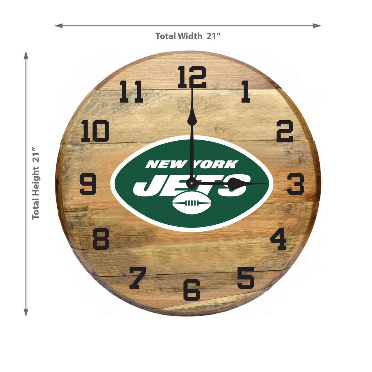 630-1038, New York Jets, 720801904108, Oak, Barrel, Clock, Kentucky, oak charred, whiskey, top, NFL