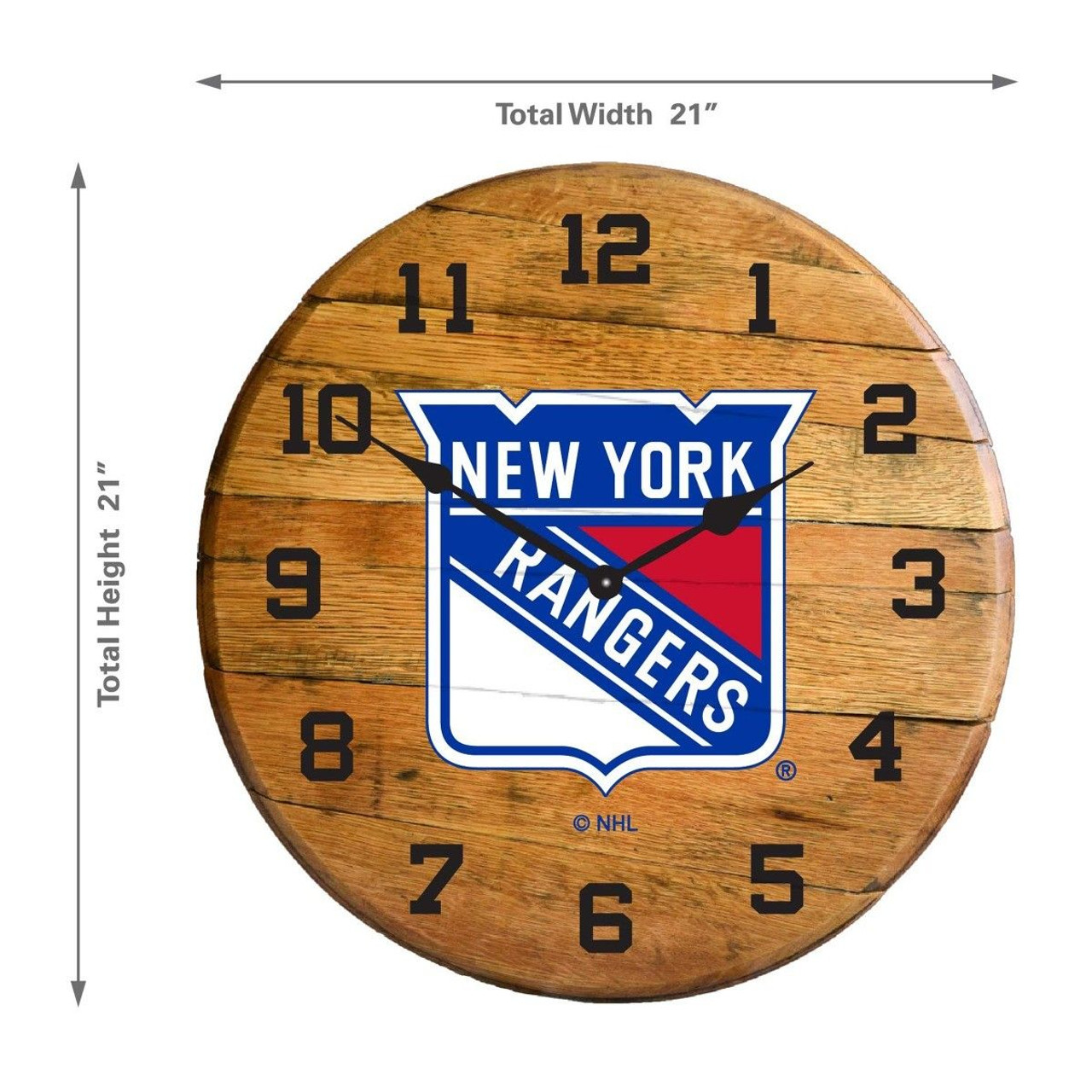 630-4006, New, York, Rangers, NYR, 720801956855, Oak, Barrel, Clock, Kentucky oak