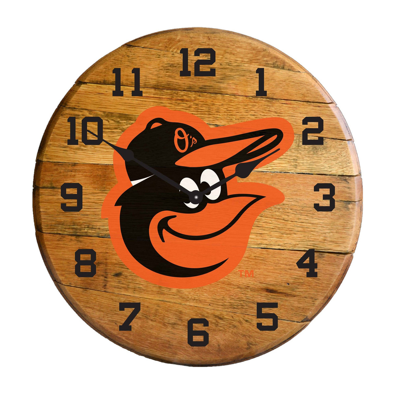 630-2014, Baltimore, Orioles, 720801909486, Oak, Barrel, Clock, Kentucky oak