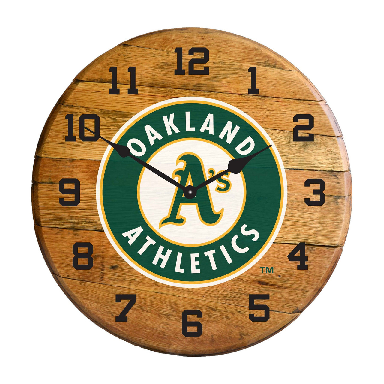 630-2018, Oakland, Athletics, 720801909523, Oak, Barrel, Clock, Kentucky oak