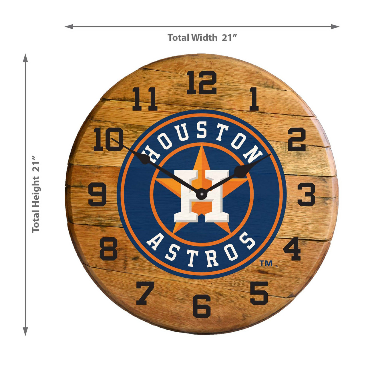 630-2025, Houston. Astros, HOU, 720801000381, Oak, Barrel, Clock, Kentucky oak