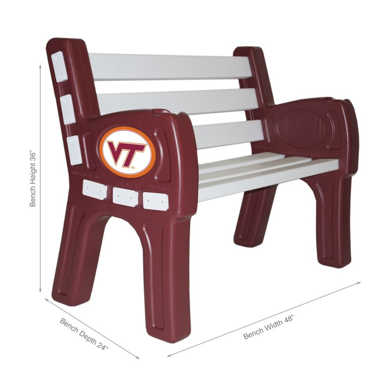 388-3050, Va, Virginia, Tech, Hokies, 4', 48", Park, Bench, Resin, Outdoor, FREE SHIPPING, NCAA, Imperial, 720801883502