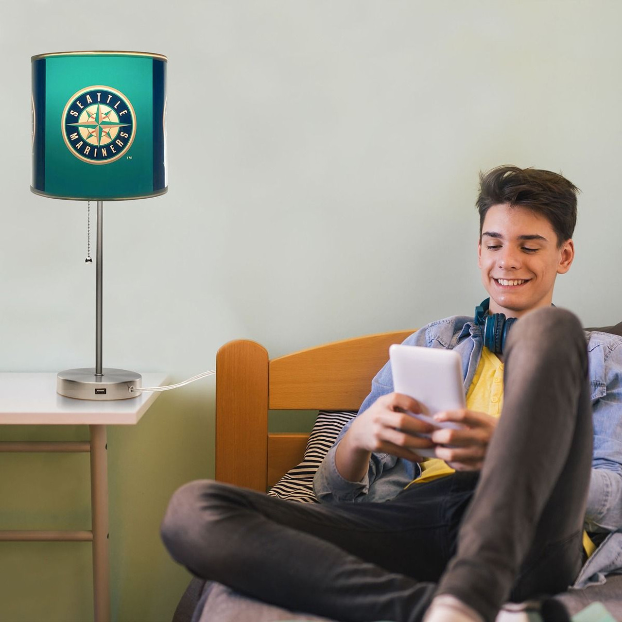 SEA, Seattle, Mariners, Chrome,19", Lamp, USB, Desk, Table, MLB, Imperial, 720801008523