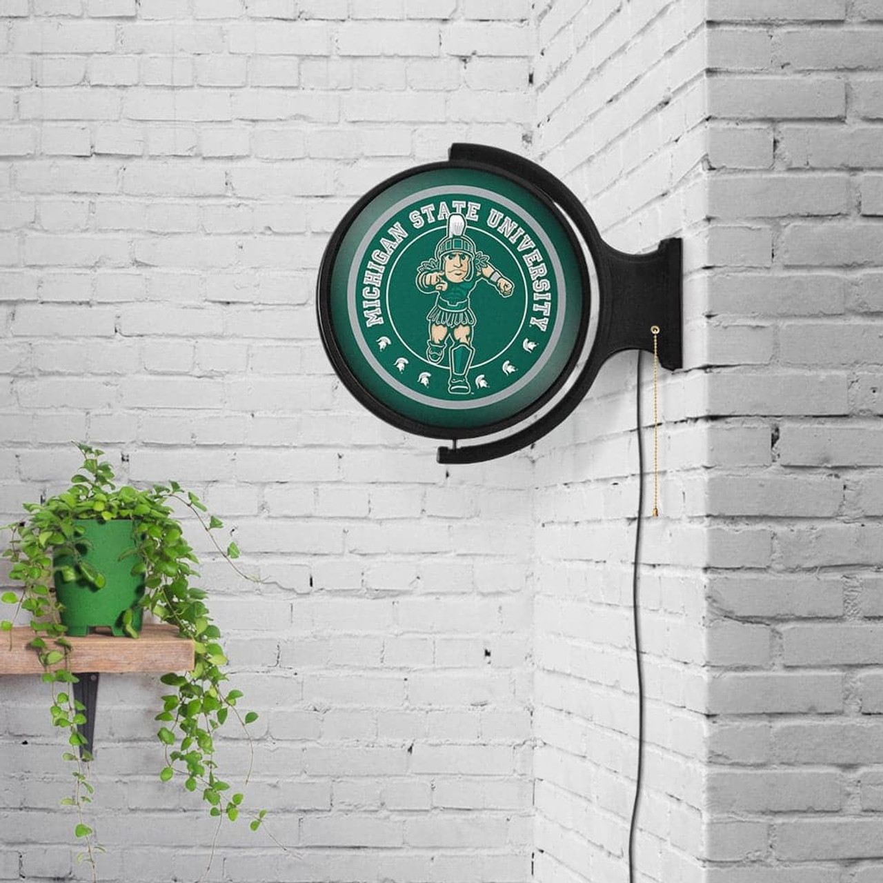 MI, Michigan, State, St, Spartans, Mascot, Logo, Rotating, Lighted, Wall,  Sign, The-Fan Brand, NCAA, NCMIST-115-02, 666703467207