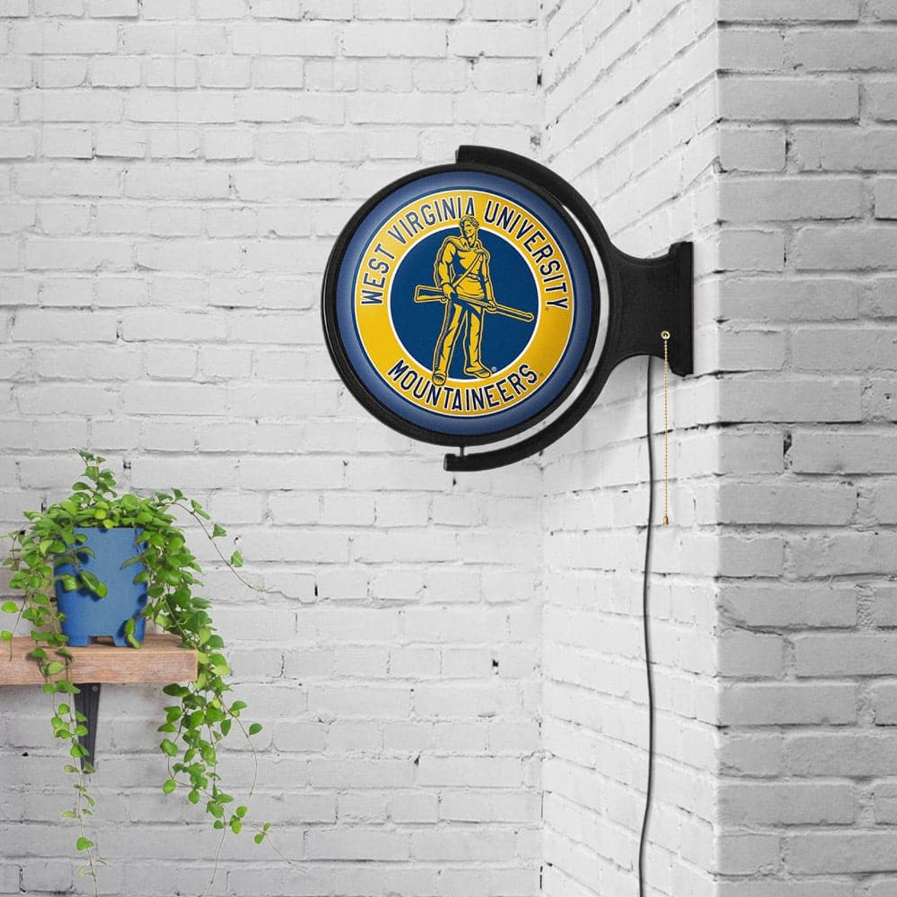 WV, West, Virginia, Mountaineers, Mascot, Logo, Rotating, Lighted, Wall,  Sign, The-Fan Brand, NCAA, NCWVIR-115-02, 666703460253