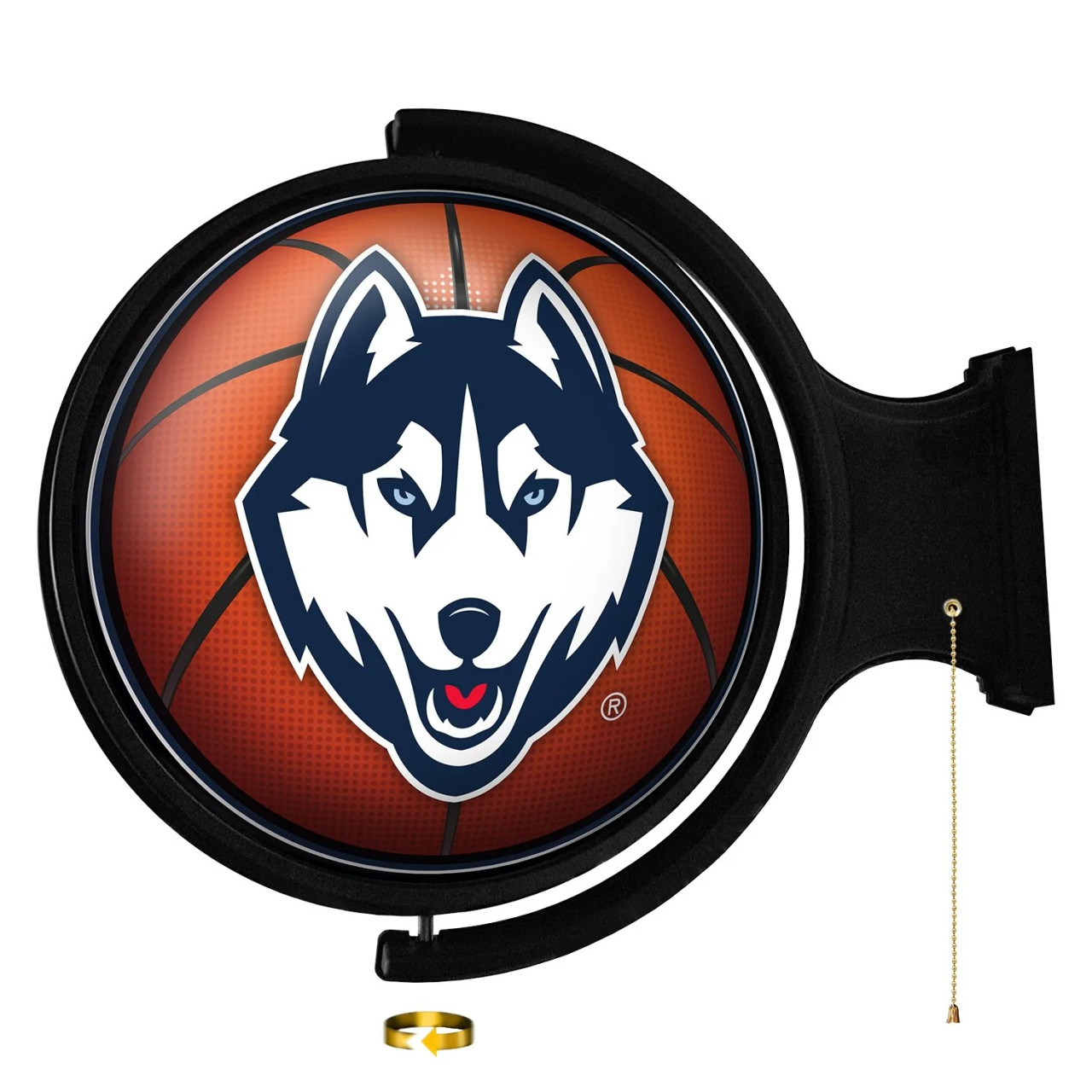 UConn, Huskies, BB, Basketball, Spinning, Rotating Lighted, Wall, Sign, NCAA, The Fan Brand, NCUCON-115-11, 688187937878