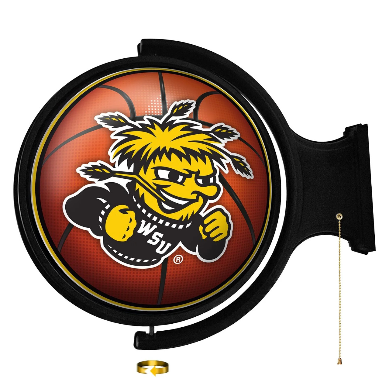 WIC, Wichita, State, St, Shockers, Shock, BB, Basketball, Spinning, Rotating Lighted, Wall, Sign, NCAA, The Fan Brand, NCWHST-115-11, 688187935492