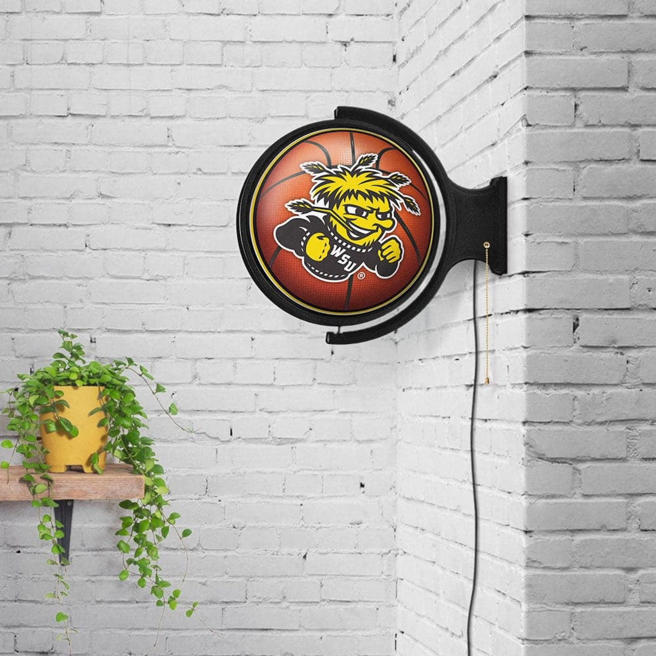 WIC, Wichita, State, St, Shockers, Shock, BB, Basketball, Spinning, Rotating Lighted, Wall, Sign, NCAA, The Fan Brand, NCWHST-115-11, 688187935492