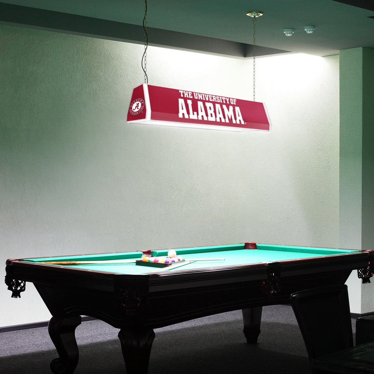 Alabama, AL, Bama, Crimson, Tide, University of, Standard, Billiard, Pool, Table Light, 2-Colors, Black, Red, Logo, NCALCT-310-01, The-Fan Brand, 687747757574