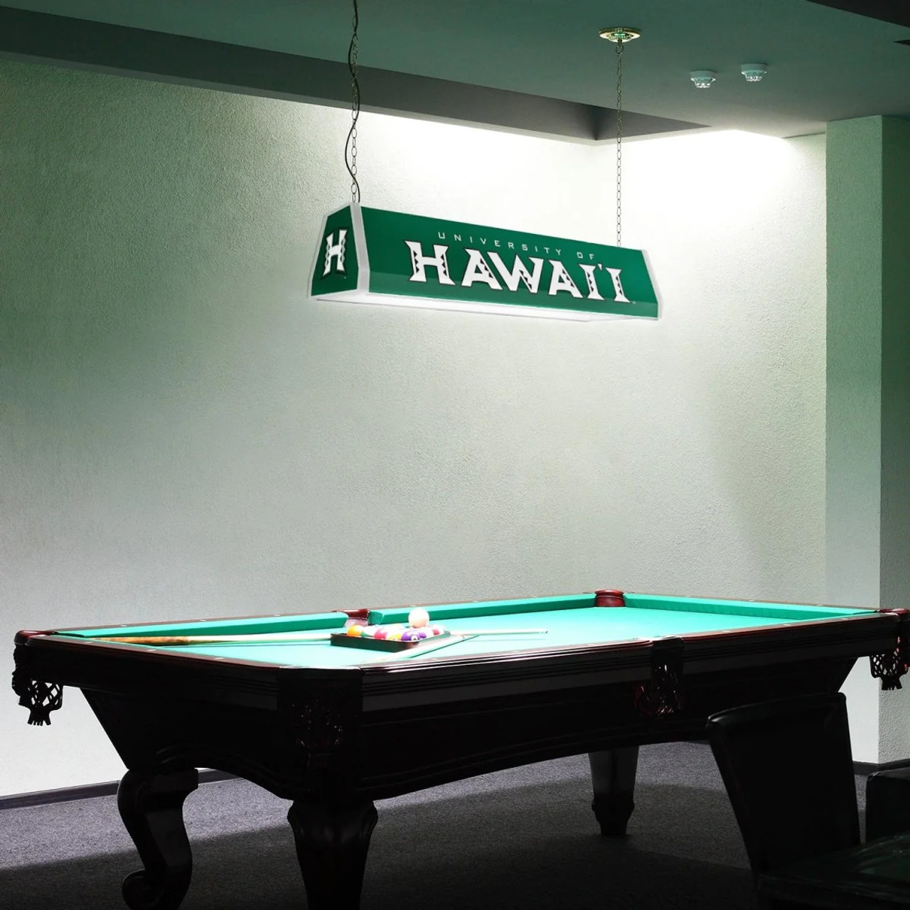 Hawaii, Warriors, University of, Standard, Billiard, Pool, Table Light, 2-Colors, Black, Red, Logo, NCHWIW-310-01, The-Fan Brand, 737547360013