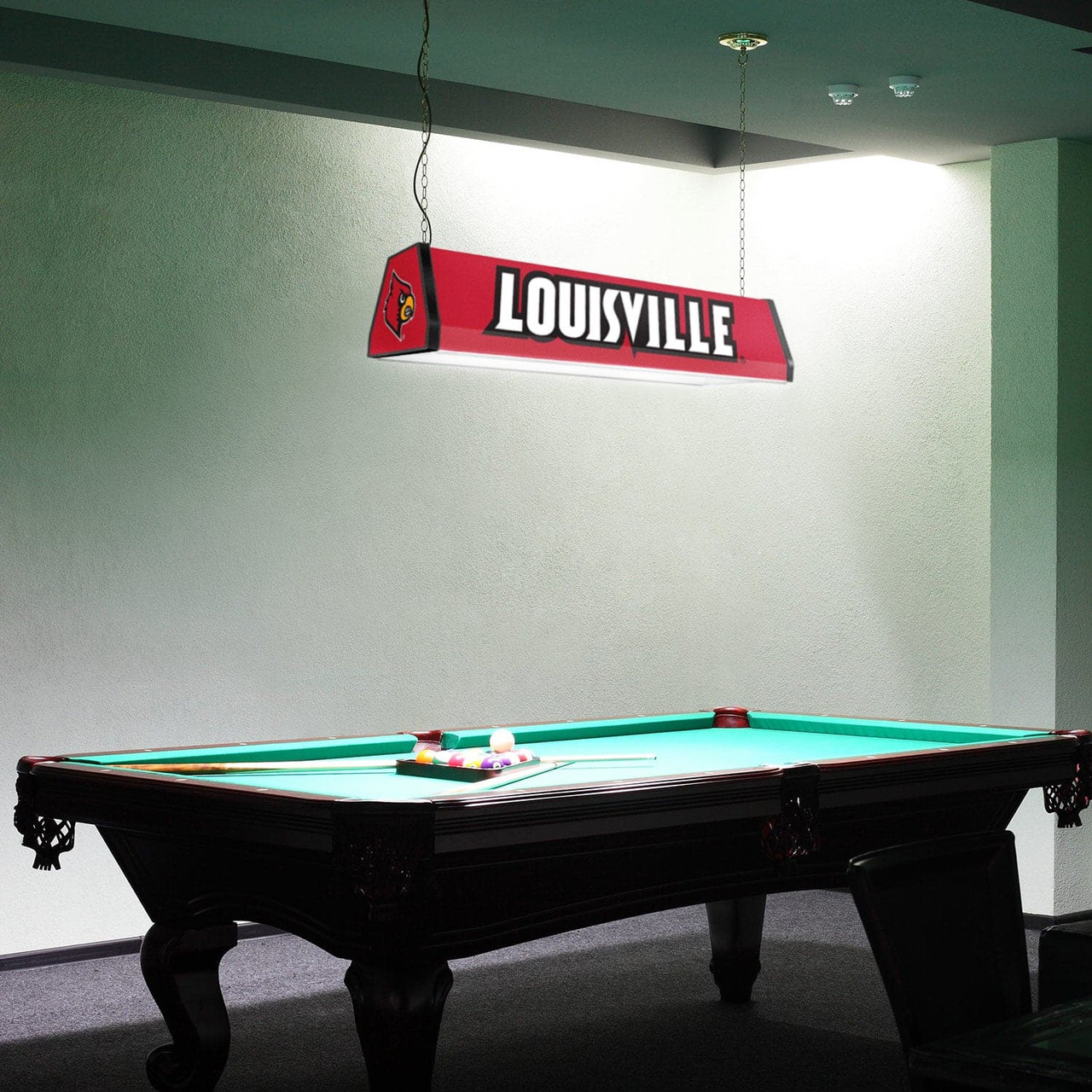 Louisville, Cardinals, University of, Standard, Billiard, Pool, Table Light, 2-Colors, Black, Red, Logo, NCLOUS-310-01A, NCLOUS-310-01B, The-Fan Brand, 687747755815
