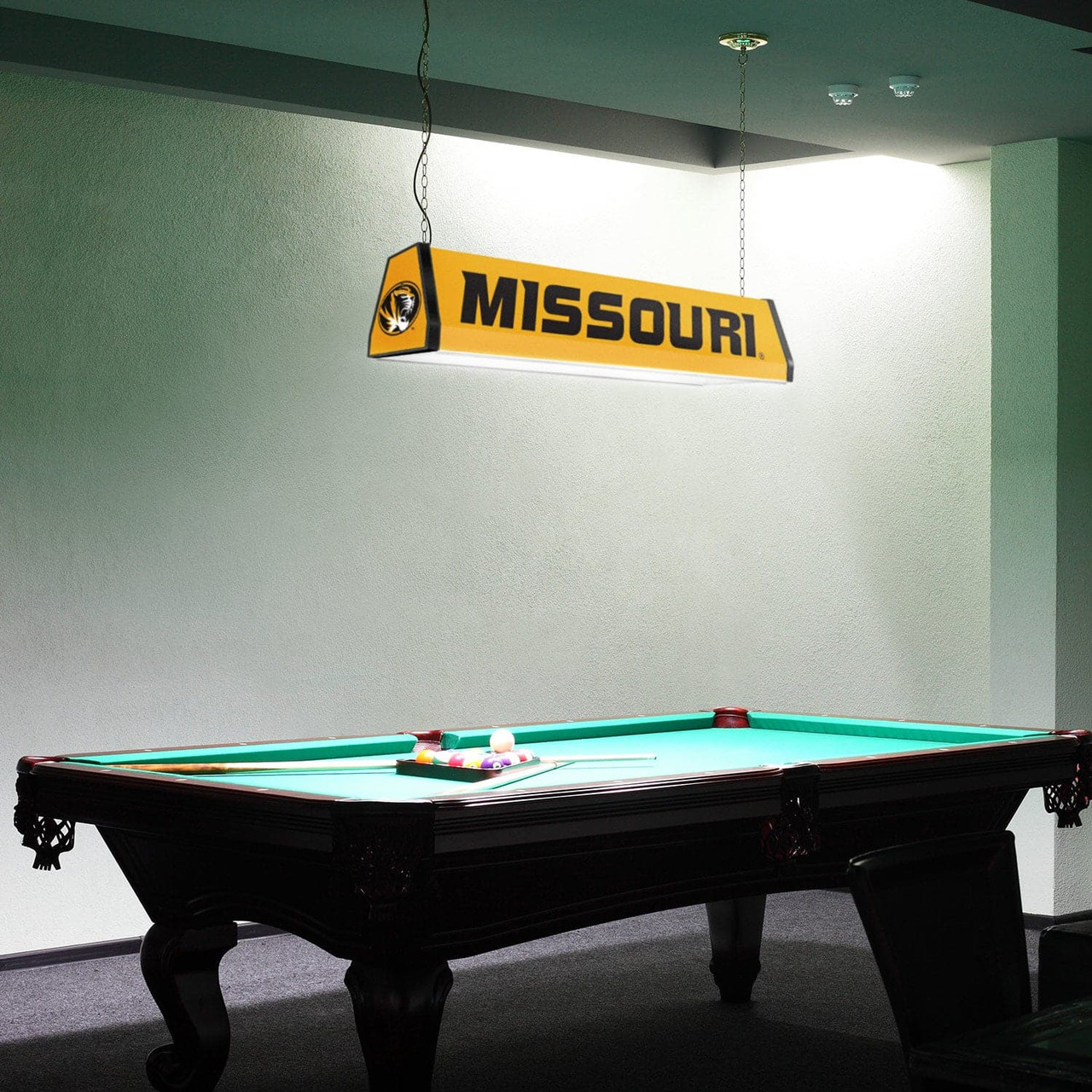 Missouri, Tigers, University of, Standard, Billiard, Pool, Table Light, 2-Colors, Black, Red, Logo, NCMISU-310-01A, NCMISU-310-01B, The-Fan Brand, 687747754665