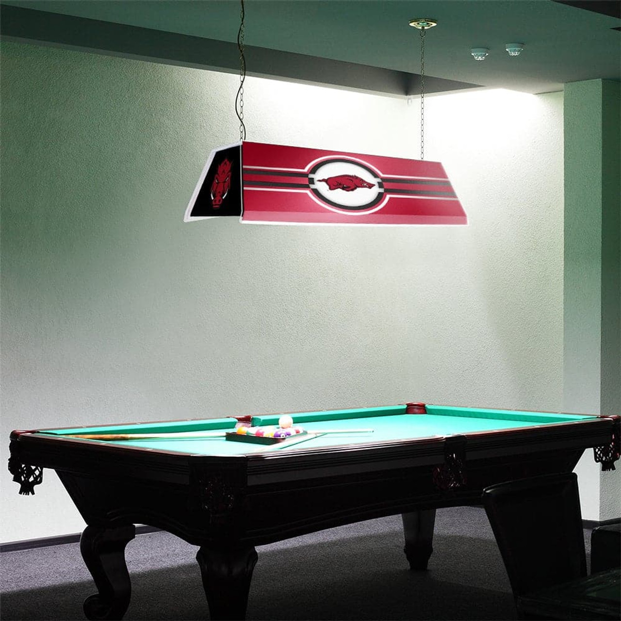 Arkansas, AR, ARK, Razorbacks,  Edge Glow, Billiard, Pool, Table, Light, The Fan Brand, NCARKR-320-01A, NCARKR-320-01B, 687747754399