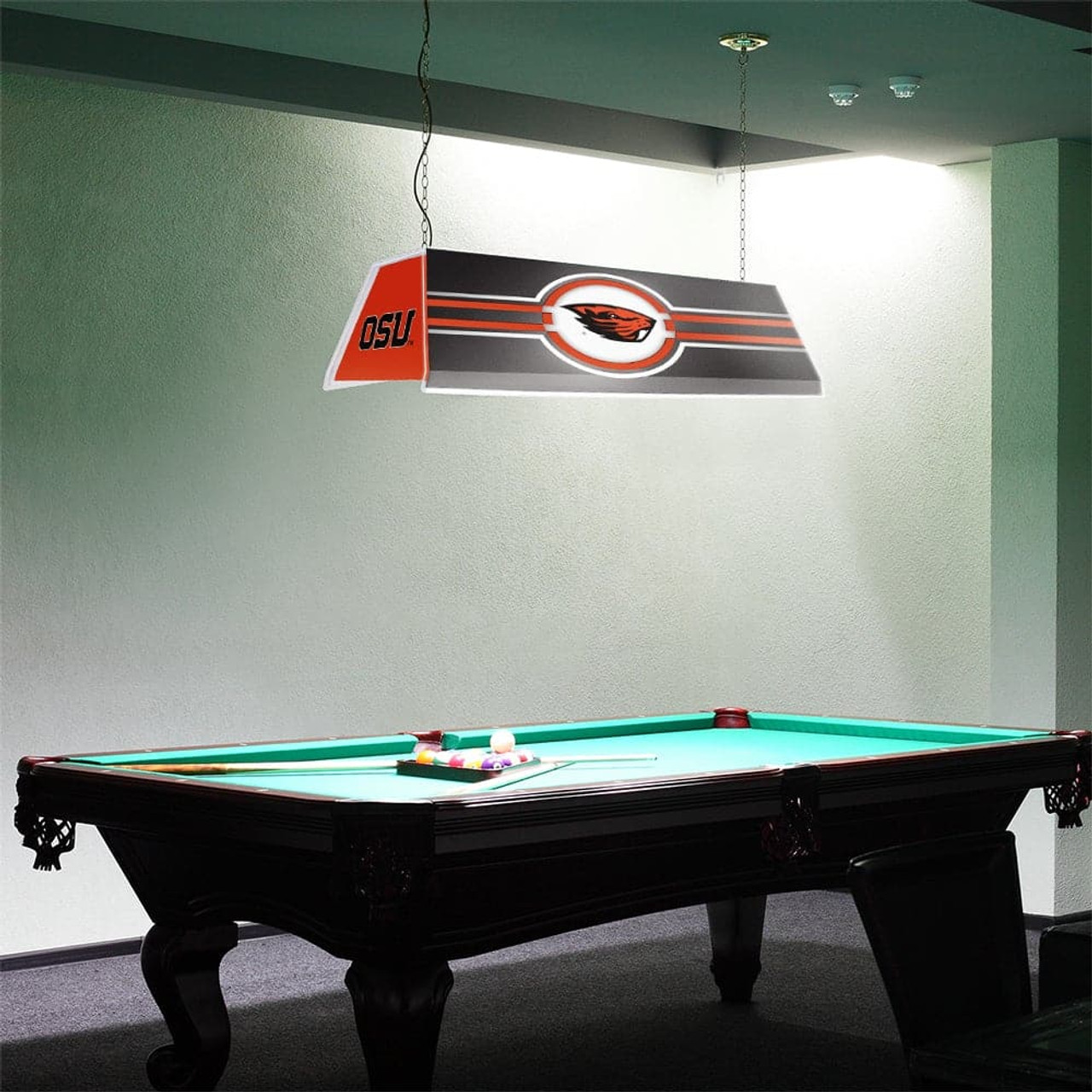 Oregon, State, Beavers,  Edge Glow, Billiard, Pool, Table, Light, The Fan Brand, NCORST-320-01A, NCORST-320-01B, 688099296889