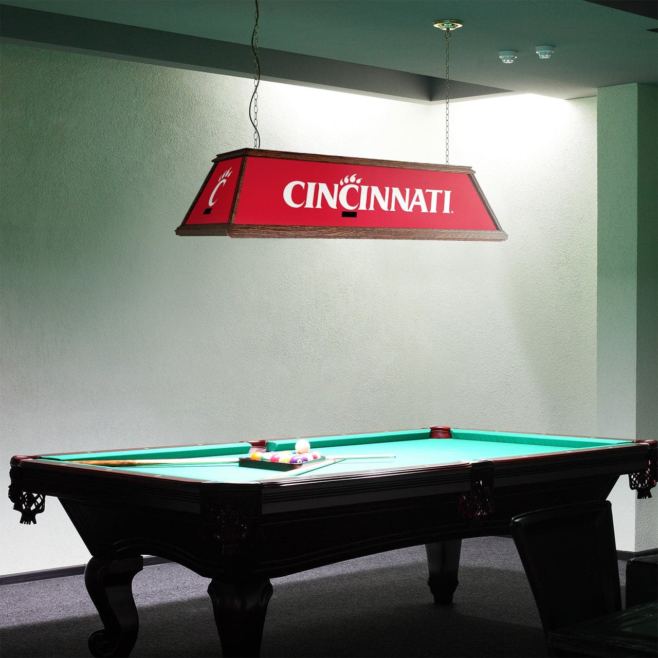 Cincinnati, Bearcats, Premium, Wood, Billiard, Pool, Table, Light, Lamp, NCCINC-330-01A, NCCINC-330-01B, The Fan-Brand, 688187934556