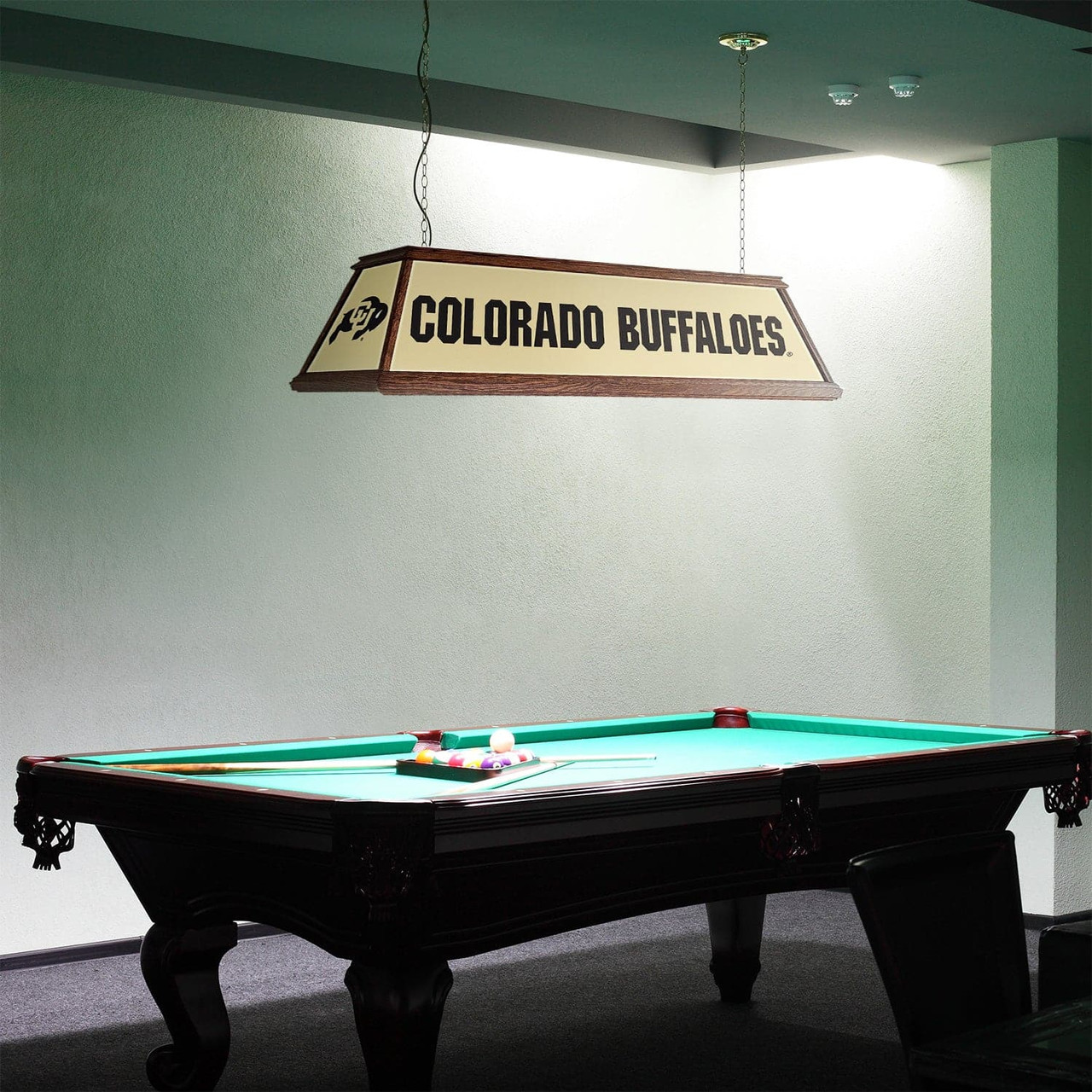 Colorado Buffaloes: Premium Wood Gold Pool Table Light