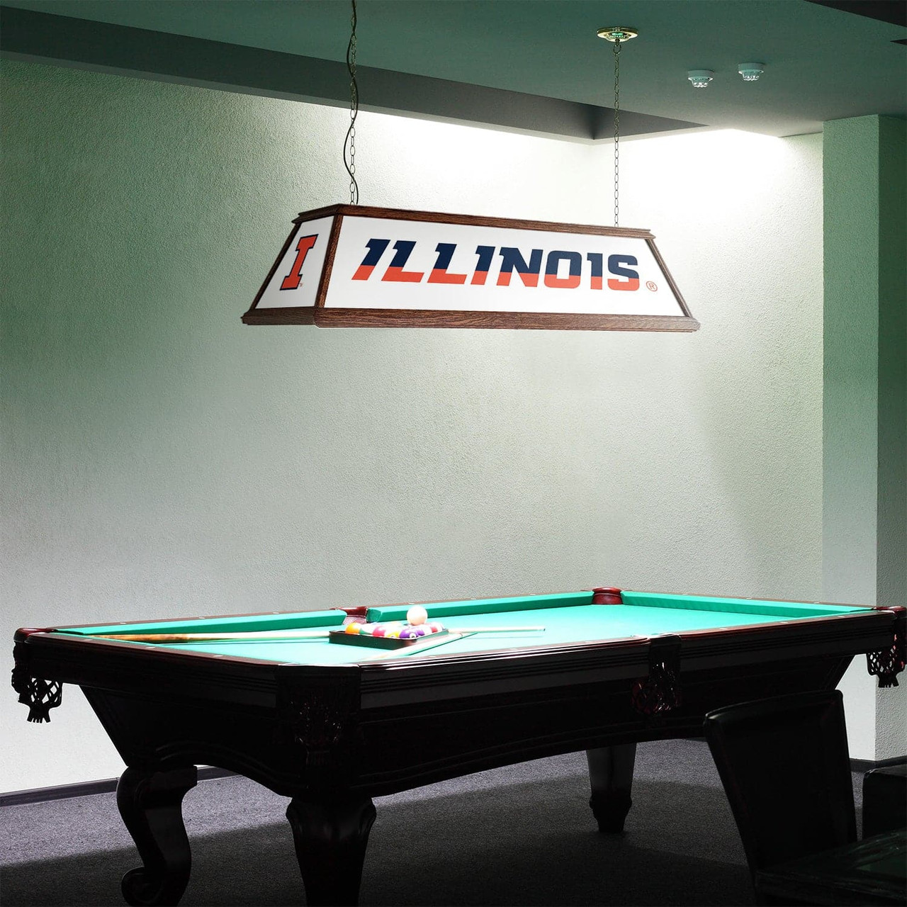 Illinois, Fighting, Illini, Premium, Wood, Billiard, Pool, Table, Light, Lamp, NCILLI-330-01A, NCILLI-330-01B, NCILLI-330-01C, The Fan-Brand, 687747754306