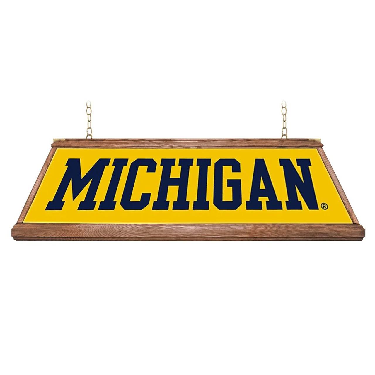 Michigan, Wolverines, Premium, Wood, Billiard, Pool, Table, Light, Lamp, NCMICH-330-01A, NCMICH-330-01B, The Fan-Brand, 686082112611