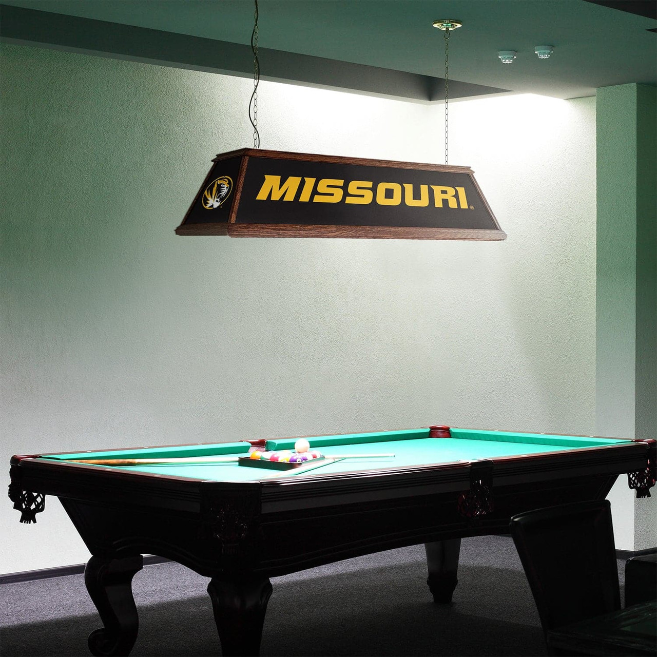 Missouri, Tigers, Premium, Wood, Billiard, Pool, Table, Light, Lamp, NCMISU-330-01A, NCMISU-330-01B, The Fan-Brand, 687747754689