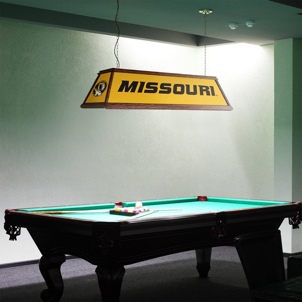 Missouri, Tigers, Premium, Wood, Billiard, Pool, Table, Light, Lamp, NCMISU-330-01A, NCMISU-330-01B, The Fan-Brand, 687747754696