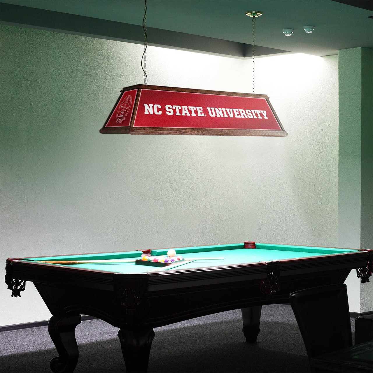 NC State Wolfpack: Premium Wood Pool Table Light