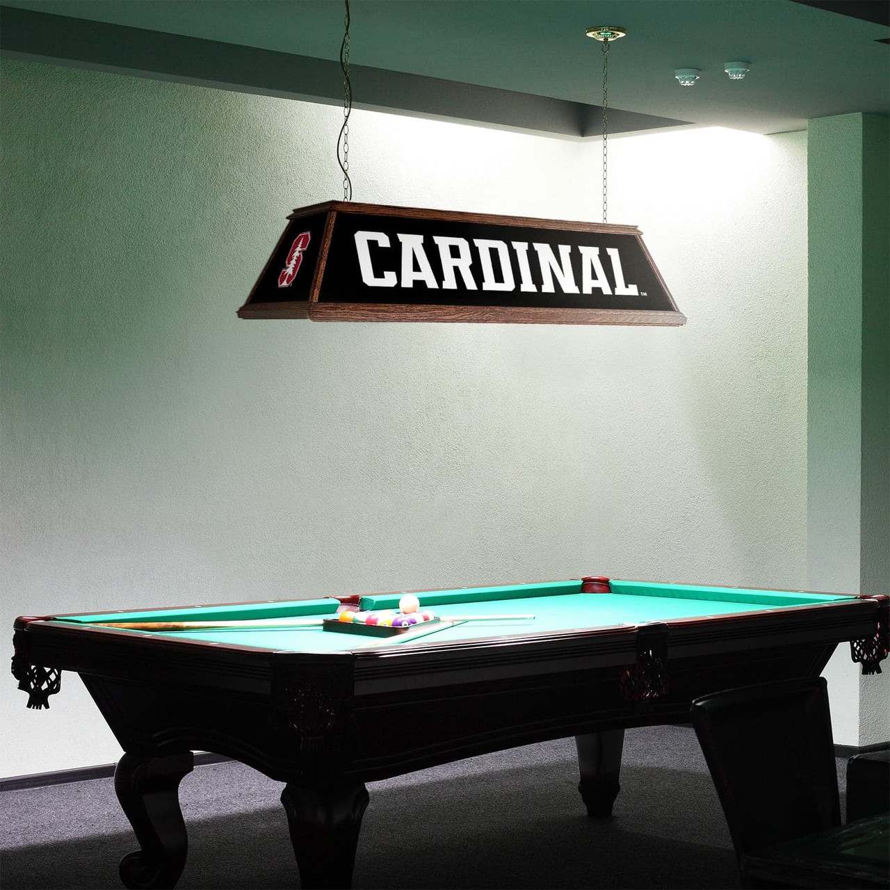 Stanford Cardinals: Premium Wood Black Pool Table Light