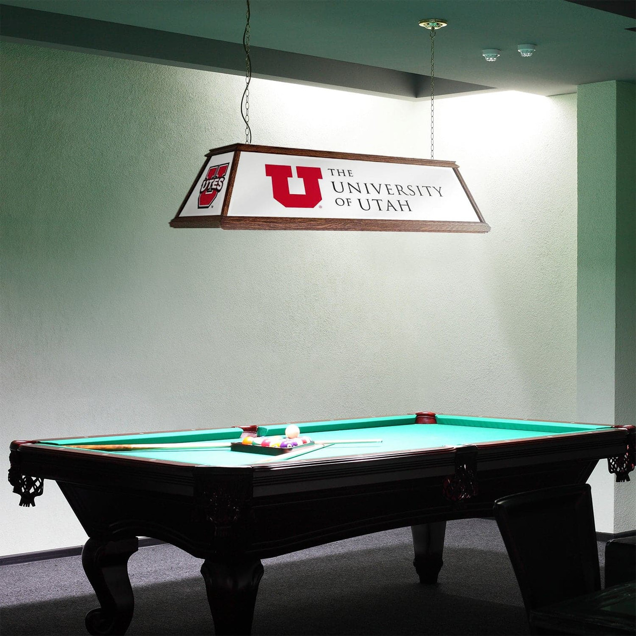 Utah Utes: Premium Wood White Pool Table Light
