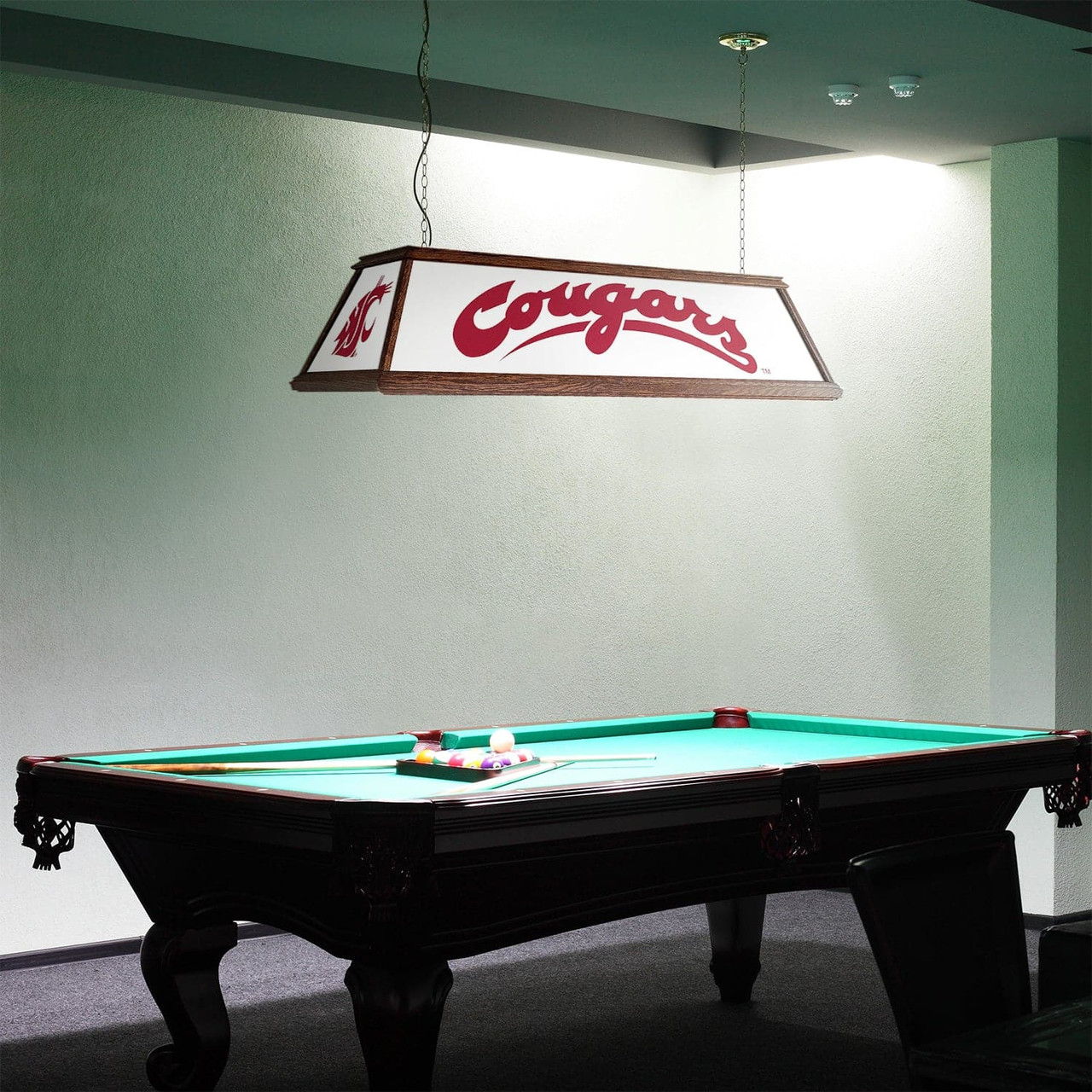 Washington State Cougars: Premium Wood White Pool Table Light