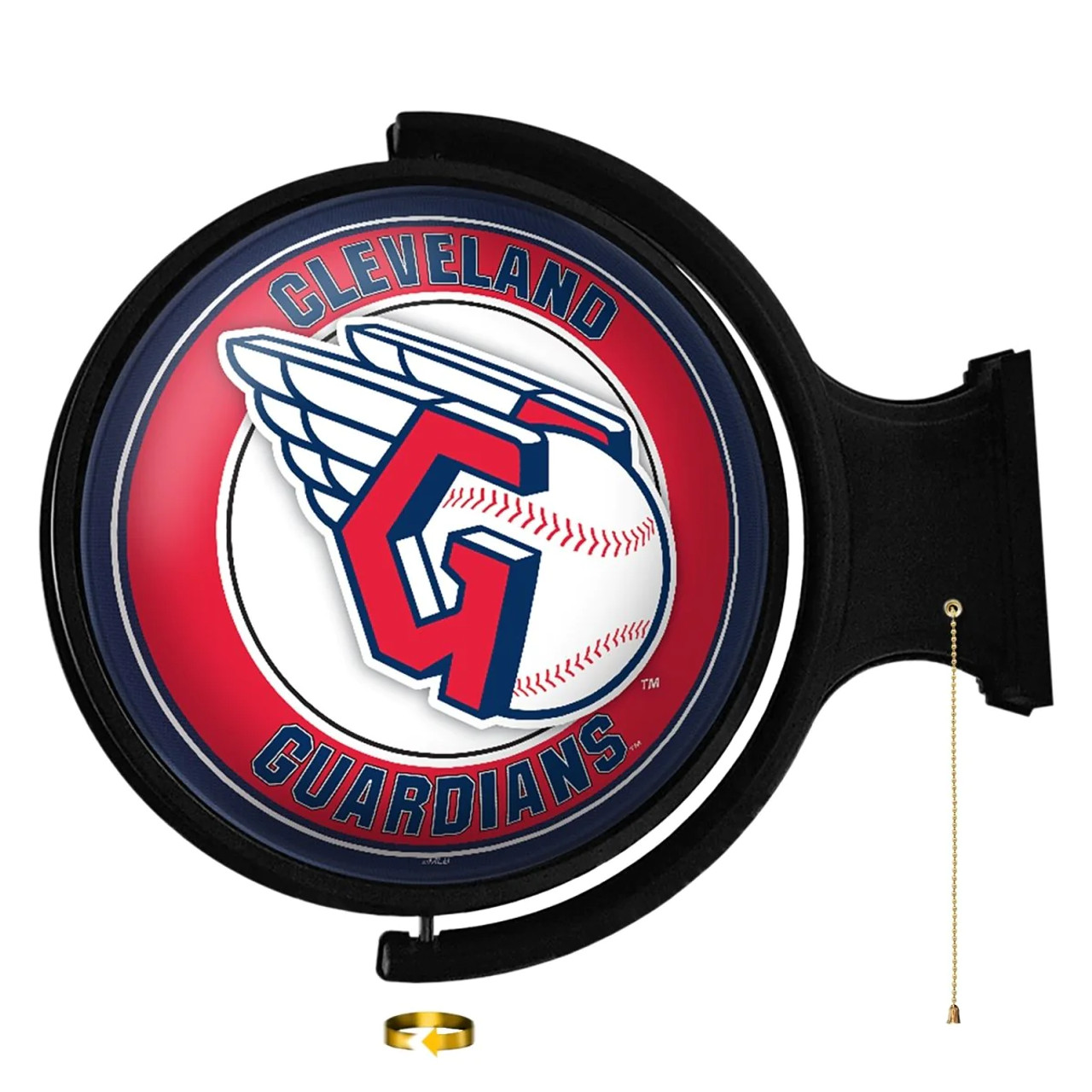 MBCLVD-115-01, CLE, Cleveland, Indians, Guardians,  Original, Round, Rotating, Lighted, Wall, Sign, The Fan-Brand, 704384951001, LED